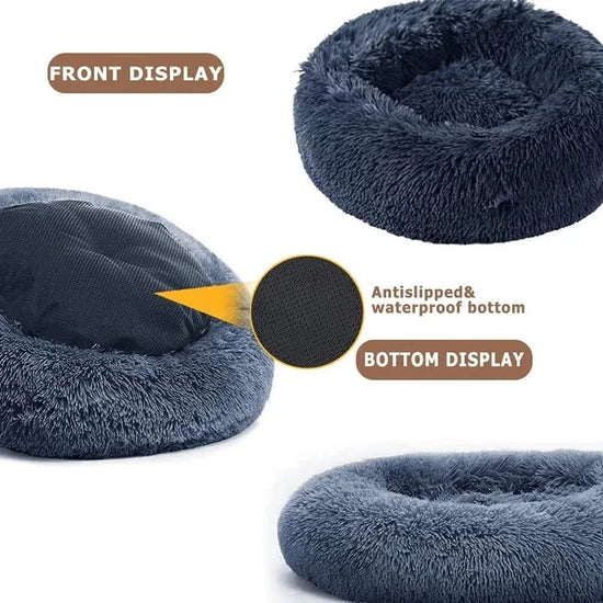 Cozy Round Pet Bed Winter Plush Nest for Dogs & Cats – Soft Washable Furry Sofa