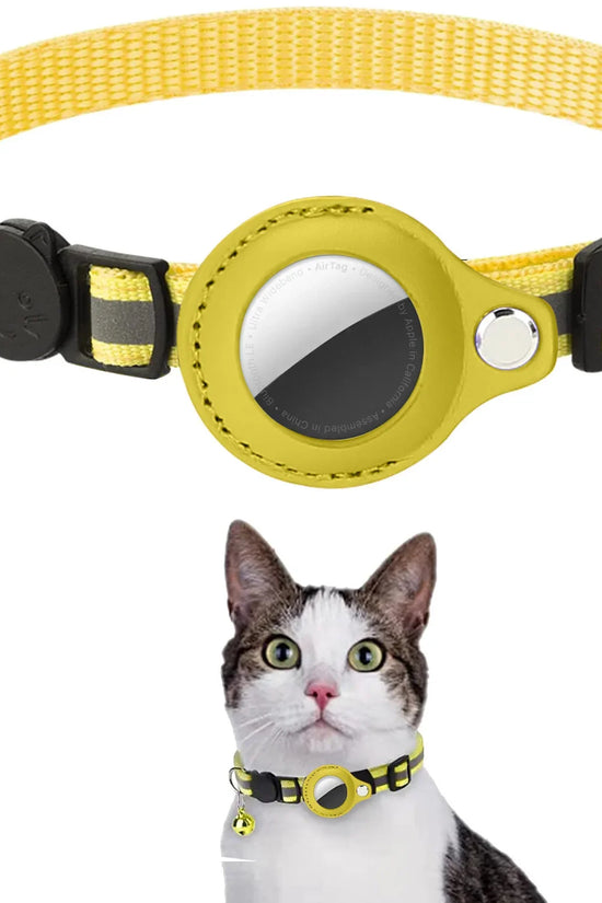 Cat AirTag Holder Collar Breakaway Reflective Strips Adjustable Kitten Collar Waterproof Cat Bell Collar Pet Air Tag Case collar