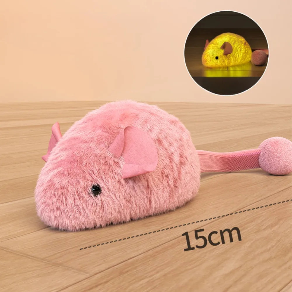 Plush Interactive Chew Cat Toy Indoor Plush Mice Luminous Toy Auto Moving Mice With Squeaky Sound Kitten Chase Toy Pet Supplies