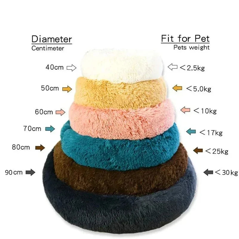 Cozy Round Pet Bed Winter Plush Nest for Dogs & Cats – Soft Washable Furry Sofa