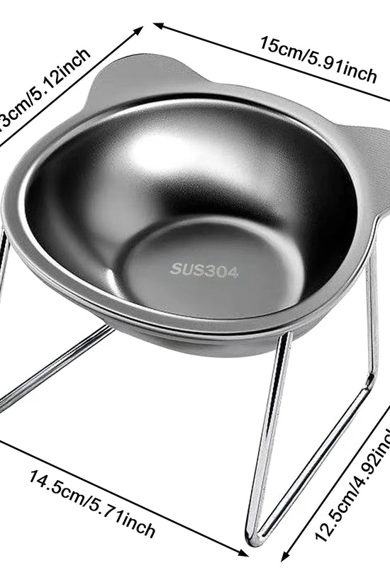 Stainless Steel Pet Bowl Slanted Anti Cervical Spondylosis for Cats and Dogs Dual Use Feeder