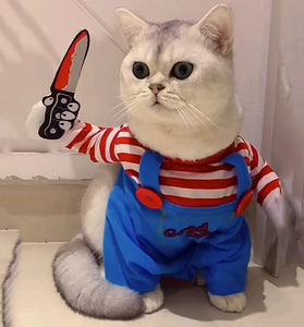 Funny Cat Clothes Halloween Cosplay Costumes For Small Medium Dog Cats Creative Pet Party Kitten Jumpsuits Soft Warm Cat Coat