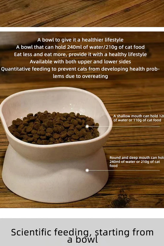 Dual-purpose Cat/Dog Food Bowl, Elevated Anti-Vomiting Cat Feeder Whisker Stress-Free Dog Plastic Cat Feeding Bowls