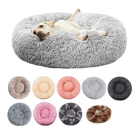 Cozy Round Pet Bed Winter Plush Nest for Dogs & Cats – Soft Washable Furry Sofa