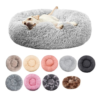 Cozy Round Pet Bed Winter Plush Nest for Dogs & Cats – Soft Washable Furry Sofa