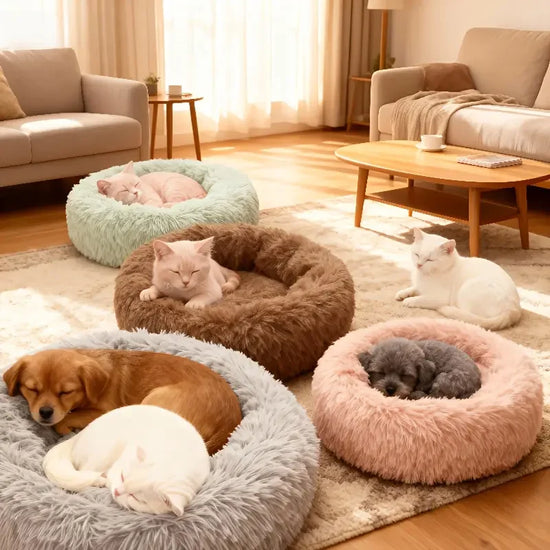 Cozy Plush Pet Bed for Cats & Small Dogs - Soft PU, Contemporary Style, Non-Assemble, Ideal for Kittens & Puppies Up to 3lbs