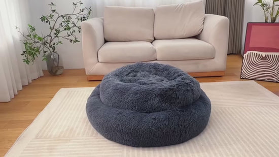 Cozy Round Pet Bed Winter Plush Nest for Dogs & Cats – Soft Washable Furry Sofa